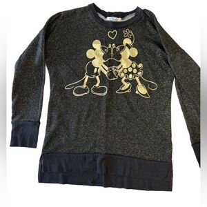 Disney Parks Black and Gold Mickey & Minnie Sweatshirt. XS